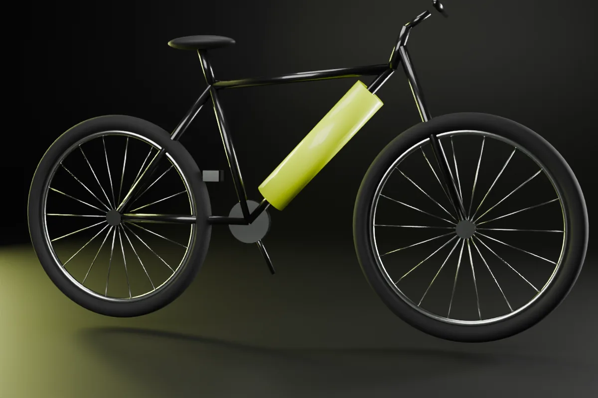 The VOLT/ONE electric bicycle in a black studio, lit from the sides